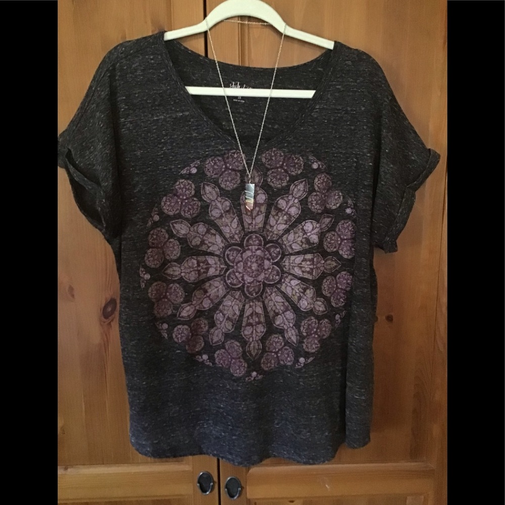 Boho Mandela Grey T, 2x Style&Co
